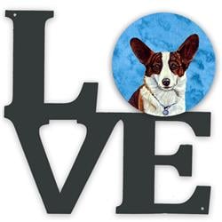 11.5 x 11.75 in. Blue Corgi Metal Artwork Love Wall Decor
