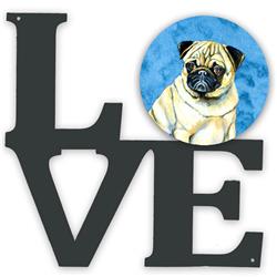 11.5 x 11.75 in. Blue Pug Metal Artwork Love Wall Decor