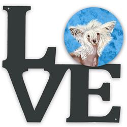 11.5 x 11.75 in. Blue Chinese Crested Metal Artwork Love Wall Decor
