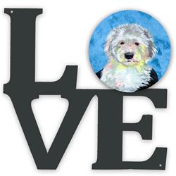 LH9396BUWALV 11.5 x 11.75 in. Blue Old English Sheepdog Metal Artwork Love Wall Decor