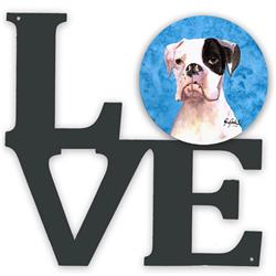 RDR3019BUWALV 11.5 x 11.75 in. Blue Cooper the Boxer Wipe Your Paws Metal Artwork Love Wall Decor