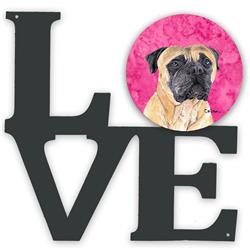 11.5 x 11.75 in. Pink Mastiff Metal Artwork Love Wall Decor