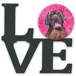 11.5 x 11.75 in. Pink Labrador Metal Artwork Love Wall Decor
