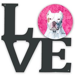 11.5 x 11.75 in. Pink Pit Bull Metal Artwork Love Wall Decor