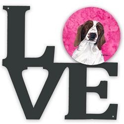11.5 x 11.75 in. Pink Springer Spaniel Metal Artwork Love Wall Decor