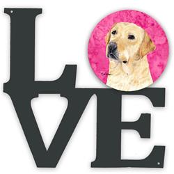 11.5 x 11.75 in. Pink Labrador Metal Artwork Love Wall Decor