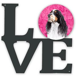 11.5 x 11.75 in. Pink Springer Spaniel Metal Artwork Love Wall Decor