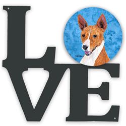 11.5 x 11.75 in. Blue Basenji Metal Artwork Love Wall Decor