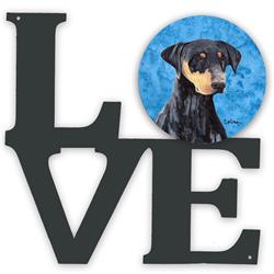 11.5 x 11.75 in. Blue Doberman Metal Artwork Love Wall Decor