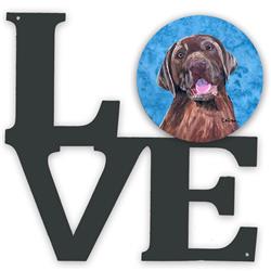 11.5 x 11.75 in. Blue Labrador Metal Artwork Love Wall Decor