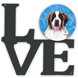 11.5 x 11.75 in. Blue Saint Bernard Metal Artwork Love Wall Decor
