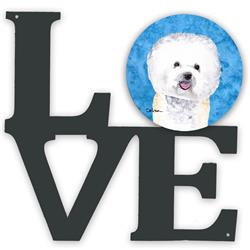 11.5 x 11.75 in. Blue Bichon Frise Metal Artwork Love Wall Decor