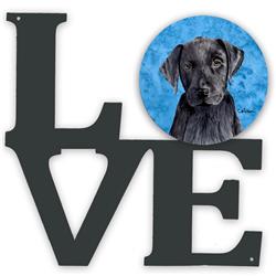 11.5 x 11.75 in. Blue Labrador Metal Artwork Love Wall Decor