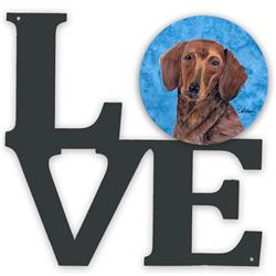 11.5 x 11.75 in. Blue Dachshund Metal Artwork Love Wall Decor