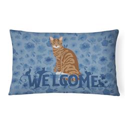 12 x 3 x 16 in. Toyger Cat Welcome Canvas Fabric Decorative Pillow