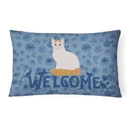 12 x 3 x 16 in. Turkish Van Cat Welcome Canvas Fabric Decorative Pillow