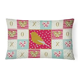 12 x 3 x 16 in. Norwich Canary Love Canvas Fabric Decorative Pillow
