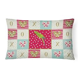 12 x 3 x 16 in. Ring-Necked Parakeet Love Canvas Fabric Decorative Pillow