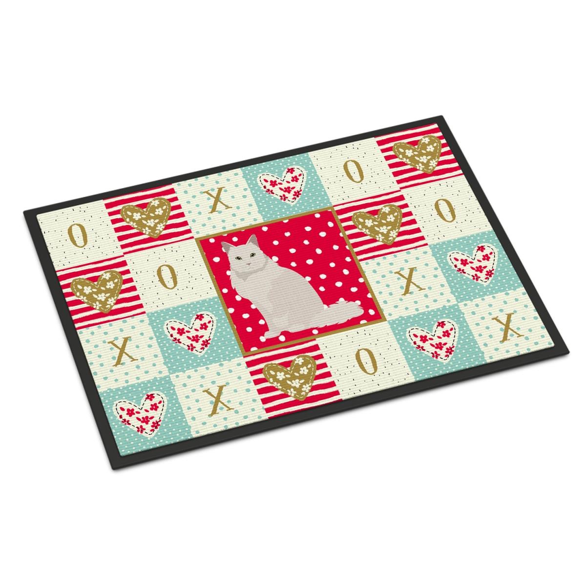 Picture of Carolines Treasures CK5751MAT 18 x 27 in. Chantilly Tiffany Cat Love Indoor or Outdoor Mat