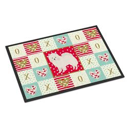 Picture of Carolines Treasures CK5808MAT 18 x 27 in. American Eskimo Love Indoor or Outdoor Mat