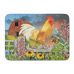 19 x 27 in. Yellow Rooster Greeting the Day Machine Washable Memory Foam Mat