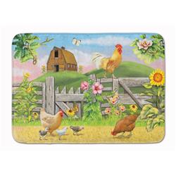 19 x 27 in. Rooster on Fence Machine Washable Memory Foam Mat