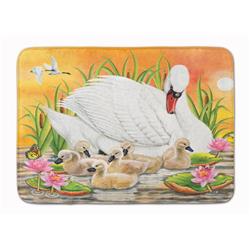 19 x 27 in. Mother Swan At Sunset Machine Washable Memory Foam Mat