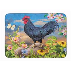 19 x 27 in. Black Rooster Machine Washable Memory Foam Mat