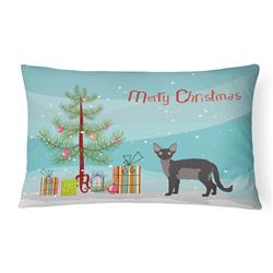 12 x 3 x 16 in. Devon Rex Cat Merry Christmas Canvas Fabric Decorative Pillow