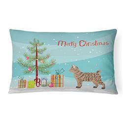 12 x 3 x 16 in. Pixie Bob No.2 Cat Merry Christmas Canvas Fabric Decorative Pillow