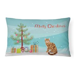 12 x 3 x 16 in. Bengal Cat Merry Christmas Canvas Fabric Decorative Pillow