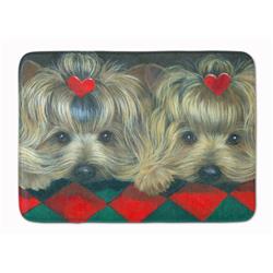 19 x 27 in. Yorkshire Terrier Yorkie 2 Hearts Machine Washable Memory Foam Mat
