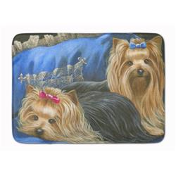 19 x 27 in. Yorkshire Terrier Yorkie Satin & Lace Machine Washable Memory Foam Mat