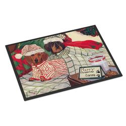 PPP3260MAT 18 x 27 in. Dachshund Christmas Waiting for Santa Indoor or Outdoor Mat -  Carolines Treasures