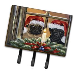 6 x 2 x 9 in. Pug Christmas Anticipation Leash or Key Holder