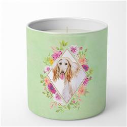 10 oz Afghan Hound Green Flowers Decorative Soy Candle