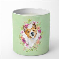 10 oz Basenji Green Flowers Decorative Soy Candle