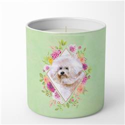 10 oz Bichon Frise No.1 Green Flowers Decorative Soy Candle