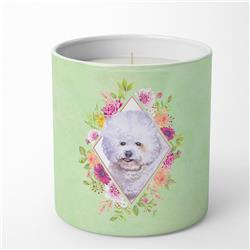 10 oz Bichon Frise No.2 Green Flowers Decorative Soy Candle