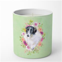 10 oz Borzoi Green Flowers Decorative Soy Candle