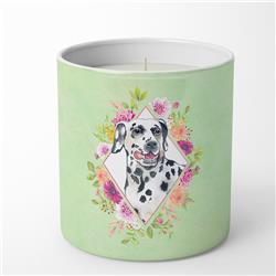 10 oz Dalmatian Green Flowers Decorative Soy Candle