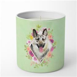 10 oz Eastern German Shepherd Green Flowers Decorative Soy Candle