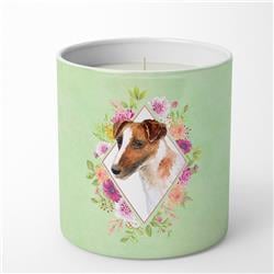 10 oz Jack Russell Terrier Green Flowers Decorative Soy Candle