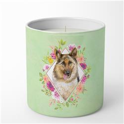 10 oz German Shepherd No.1 Green Flowers Decorative Soy Candle