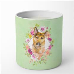 10 oz German Shepherd No.2 Green Flowers Decorative Soy Candle