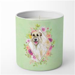 10 oz Irish Wolfhound Green Flowers Decorative Soy Candle