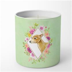 10 oz Italian Greyhound Green Flowers Decorative Soy Candle