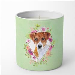 10 oz Jack Russell Terrier No.2 Green Flowers Decorative Soy Candle