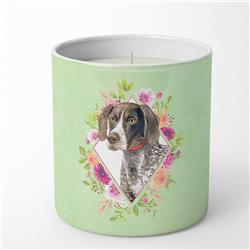 10 oz German Shorthaired Pointer Green Flowers Decorative Soy Candle