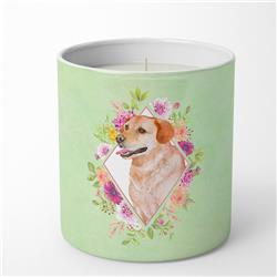 10 oz Yellow Labrador Retriever Green Flowers Decorative Soy Candle